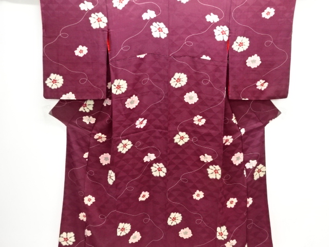 JAPANESE KIMONO / ANTIQUE KIMONO / SILK / MON KINSHA / FLOWER